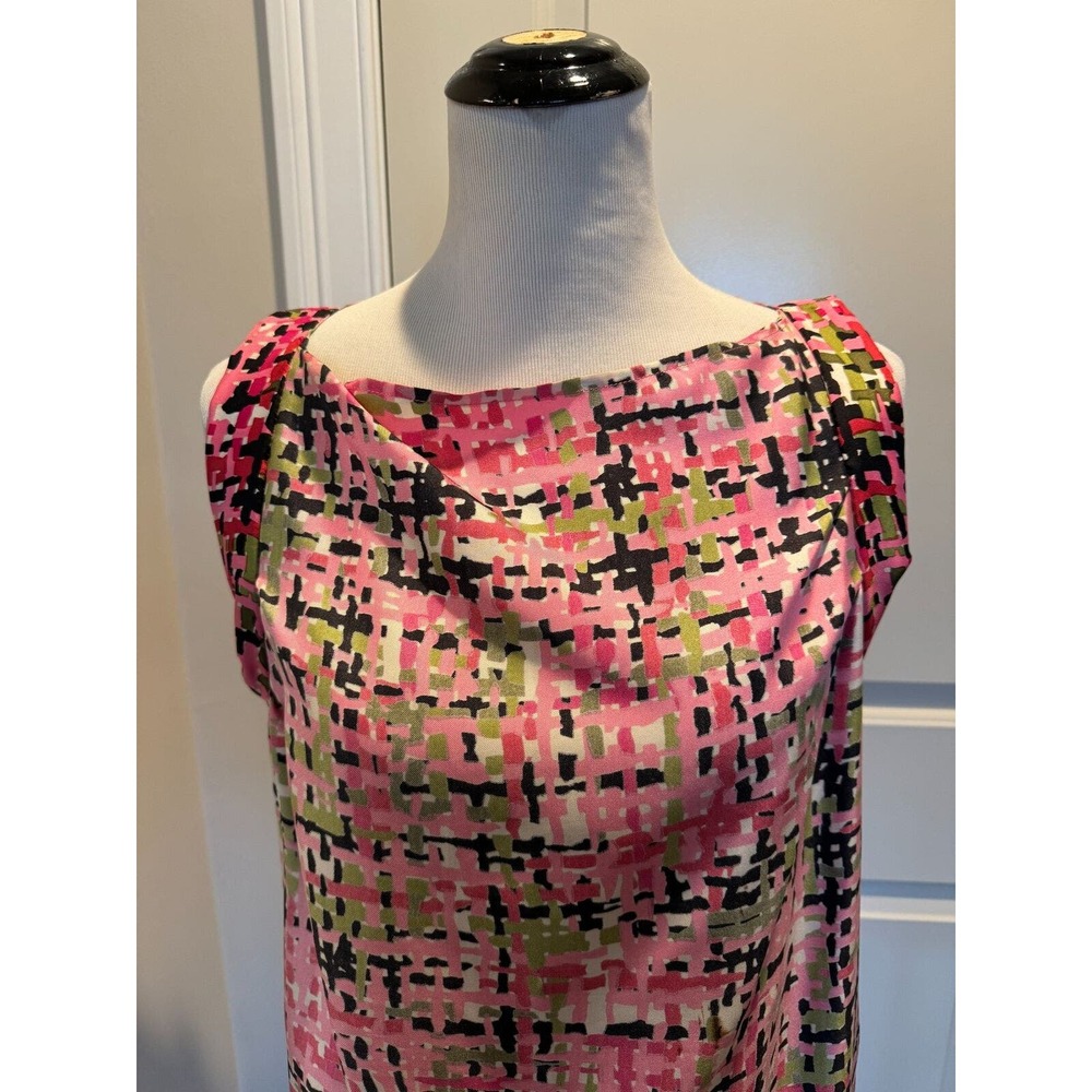 Yves Saint Laurent Silk Pink Multi Printed Sleeveless Blouson Top SZ Fr 42/US 10 - Picture 2 of 8